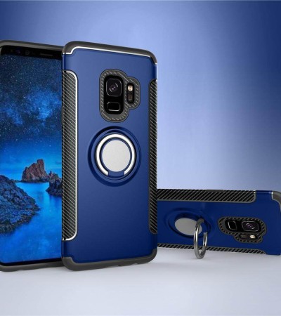 适用于三星Galaxy S9/S9 Plus手机壳,豪华磁性铠装硅胶盖金属环硬质外壳 适用于三星Galaxy S9/S9 Plus手机壳,豪华磁性铠装硅胶盖金属环硬质外壳